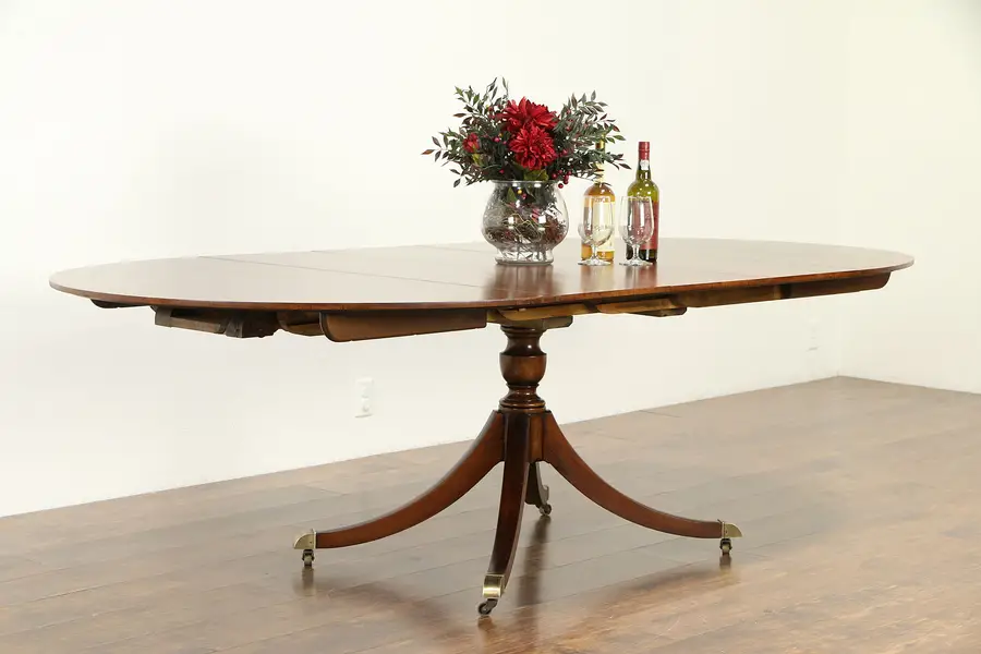 Photo of Cherry Oval Vintage Dining Table, 3 Leaves, Extends 8,' Signed Baker