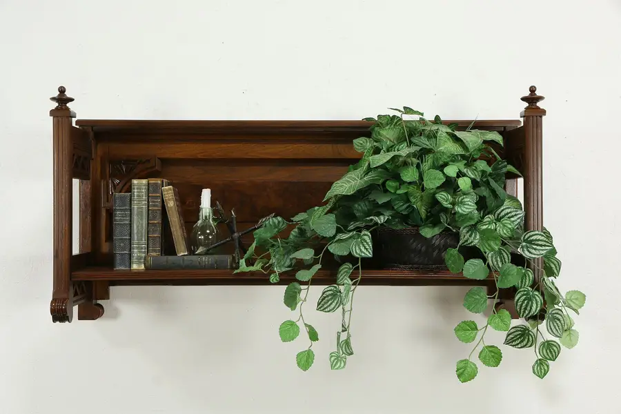 Photo of Walnut Victorian Eastlake Architectural Fragment, Wall or Mantel Shelf