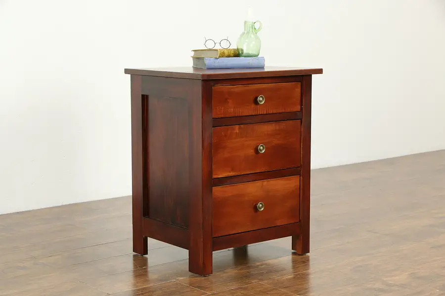 Photo of Birch Vintage Lamp or End Table, Nightstand, 3 Drawers