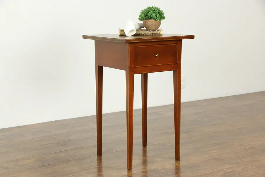 Photo of Cherry Hepplewhite 1790 Antique Work or Lamp Table or Nightstand