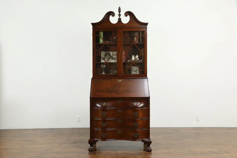Photo of Traditional Georgian Vintage Mahogany Secretary Desk & Bookcase Scandia
