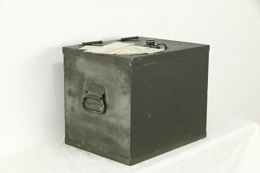 Photo of Iron Vintage Firebox Safe, Yale Combination Lock, Protectall New York