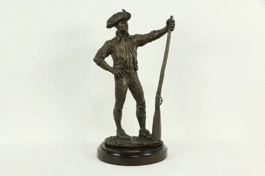 Photo of Revolutionary War Minuteman Bronze Vintage Sculpture, Alan Cottrill