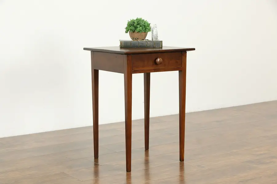 Photo of Country Hepplewhite Antique 1830 Farmhouse Nightstand or End Table