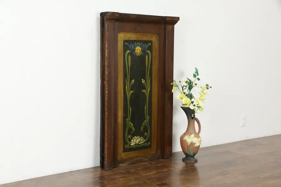 Photo of Art Nouveau Antique Architectural Salvage Hand Painted Panel