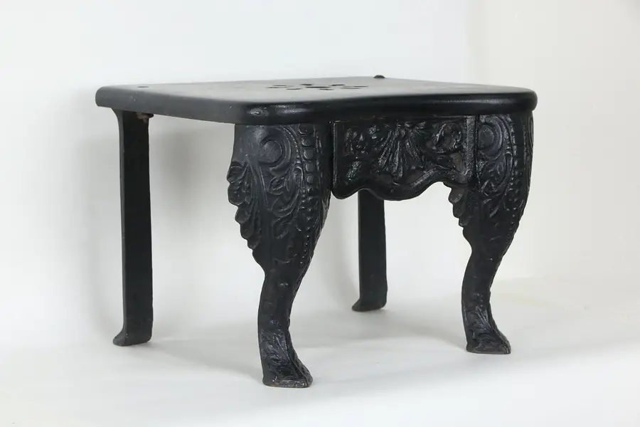 Photo of Victorian Antique Iron Footman Fireplace Cooking or Tea Kettle Trivet