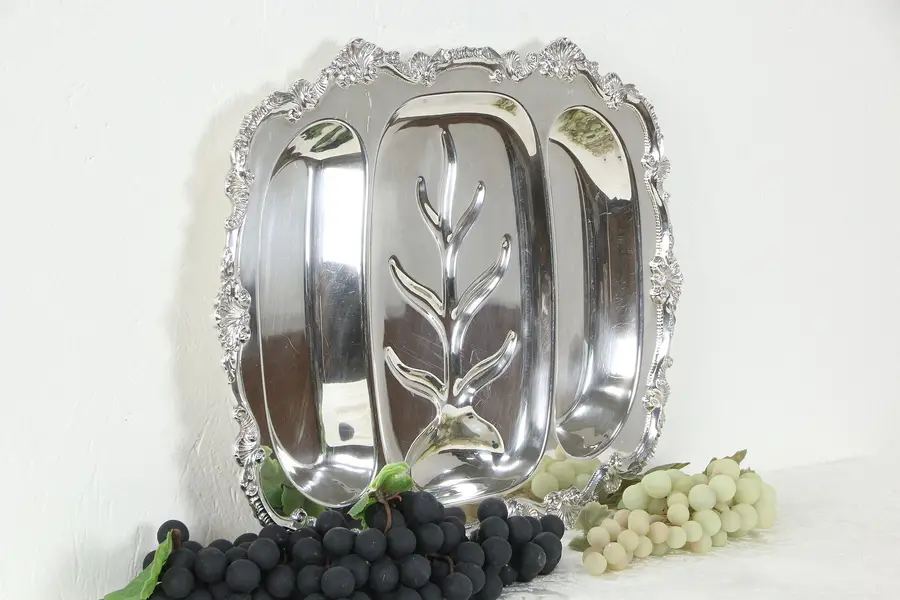 Photo of Silverplate Vintage Tree Well Serving Tray, Chippendale by Wallace