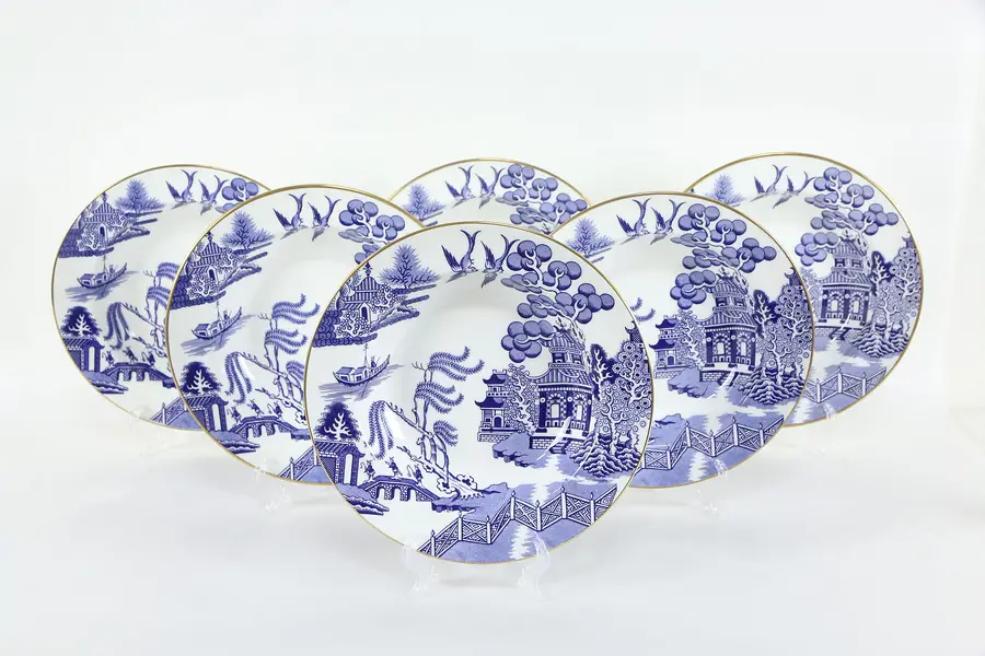 Photo of Set of 6 Coalport Blue Willow 8" Soup Plates or Bowls