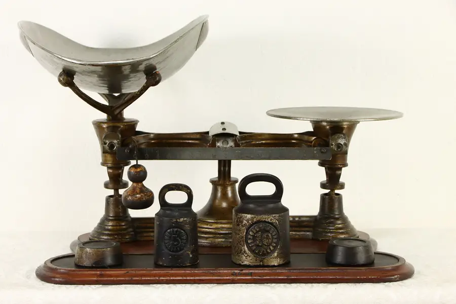 Photo of Victorian Antique Balance Scale, Pan & Weights, Troemner Philadelphia
