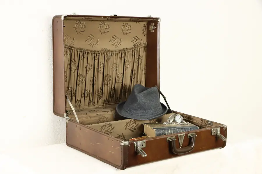 Photo of Samson Signed 1950 Vintage Leather Suitcase