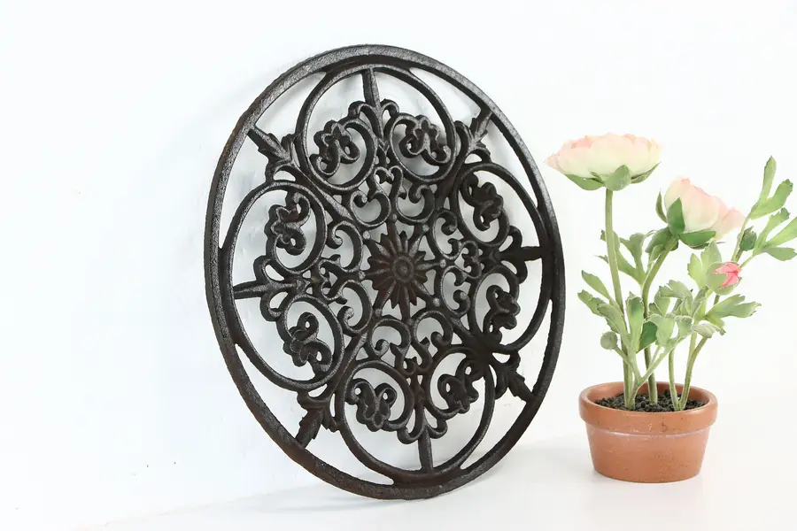 Photo of Victorian Design Vintage Round Iron Salvage Grill 12"