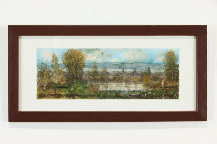 Photo of Riverbank Scene Original Watercolor Painting, 2013 Ramil Abdullin 24"