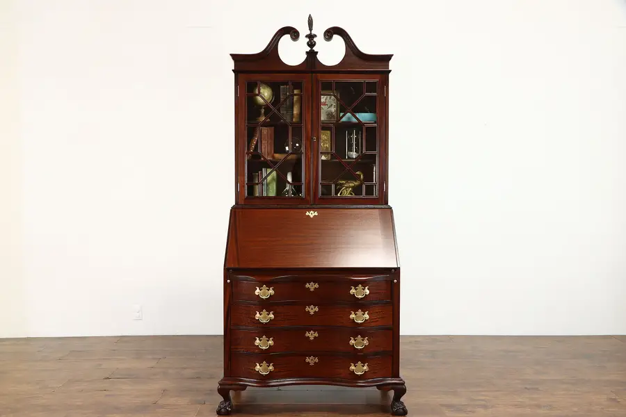 Photo of Traditional Georgian Vintage Mahogany Secretary Desk & Bookcase