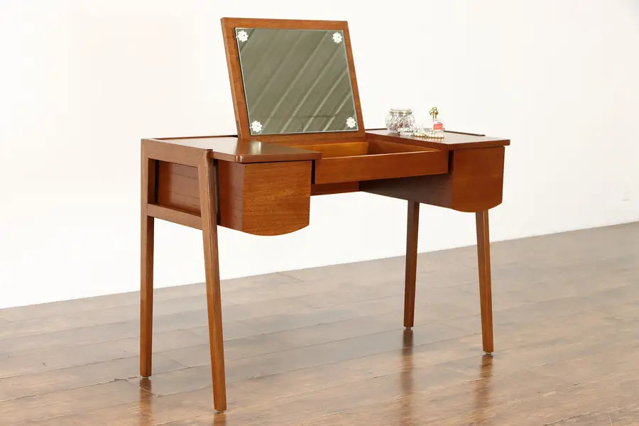 Photo of Midcentury Modern Teak 1960 Vintage Vanity or Dressing Table