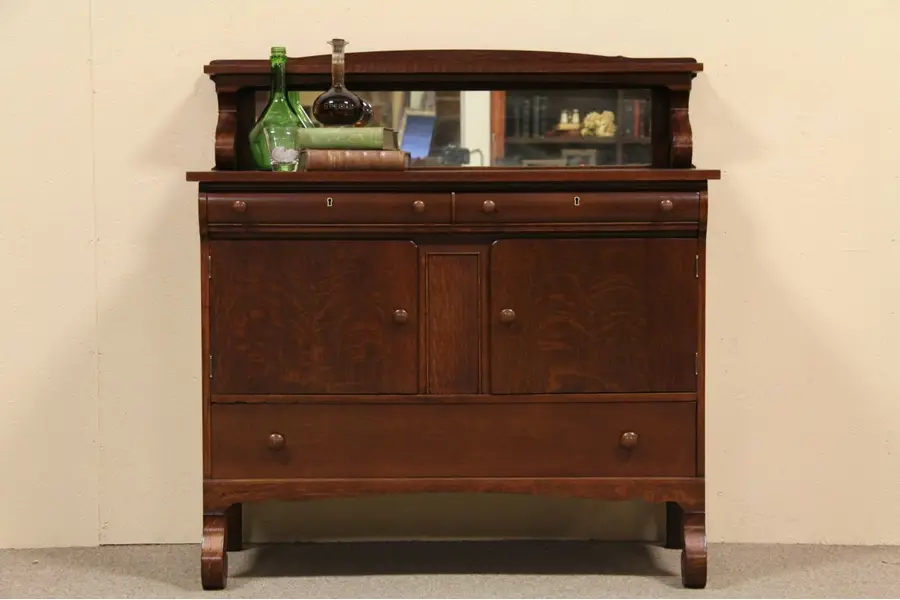 Photo of Empire Oak Sideboard Buffet with Mirror