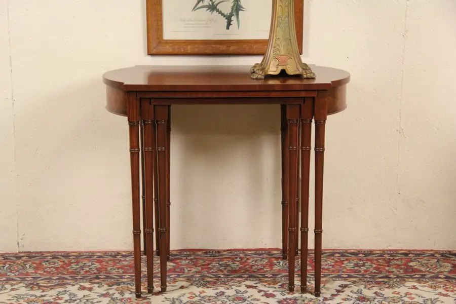 Photo of Baker Signed Set of 3 Vintage Nesting Tables