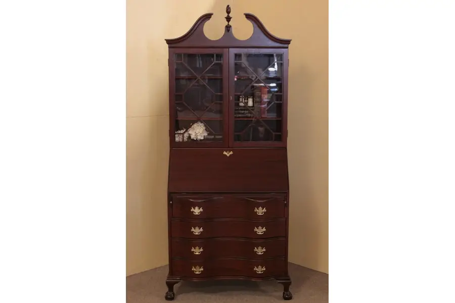 Photo of Georgian Chippendale Secretary Desk, Bookcase Top