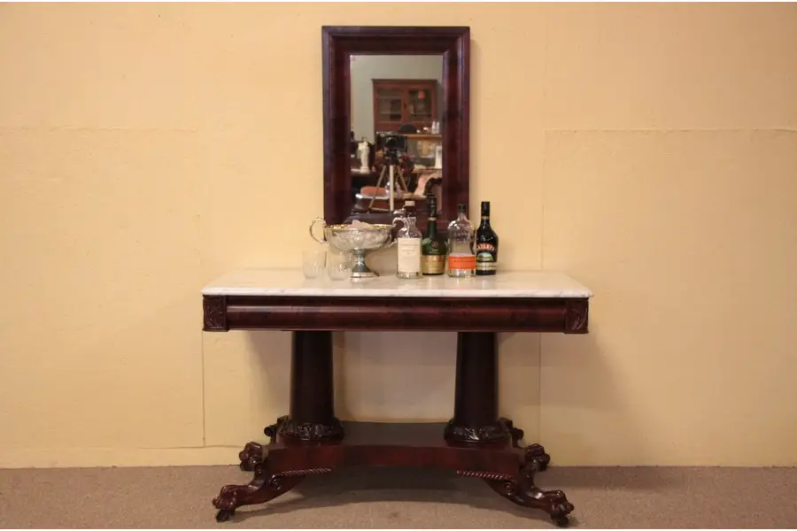 Photo of Empire 1840 Marble Top Console, Hall Table