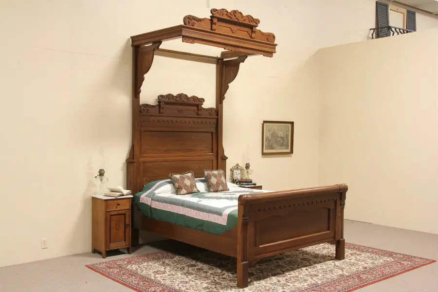 Photo of Louisiana Plantation Antique 1880 Half Tester Queen Size Bed