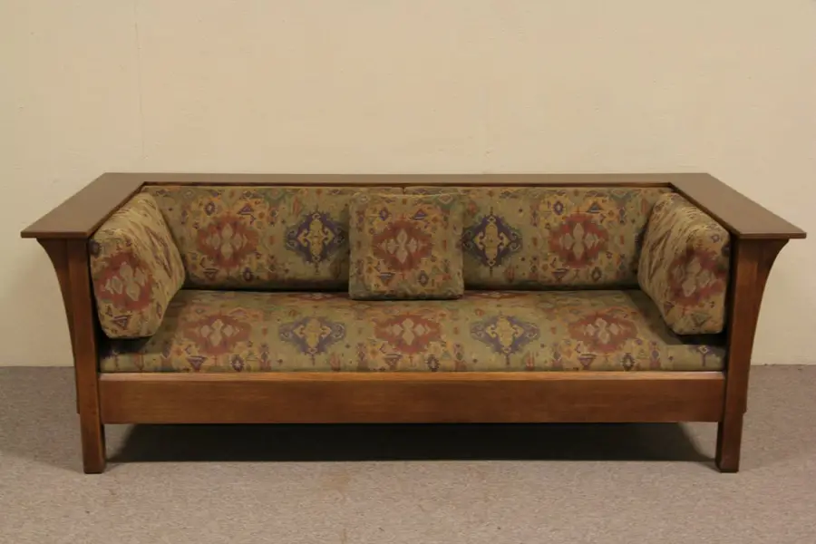 Photo of Stickley Oak Arts & Crafts Vintage Sofa or Settee