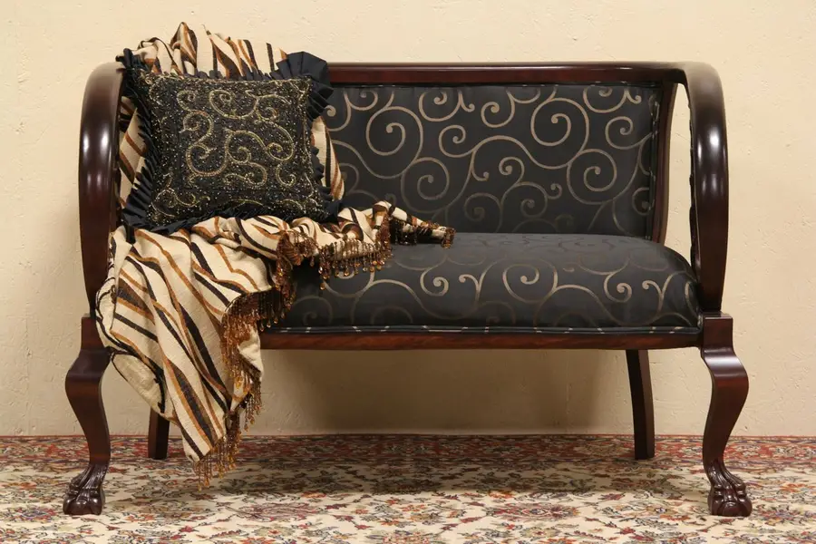 Photo of Carved 1900 Antique Parlor Settee
