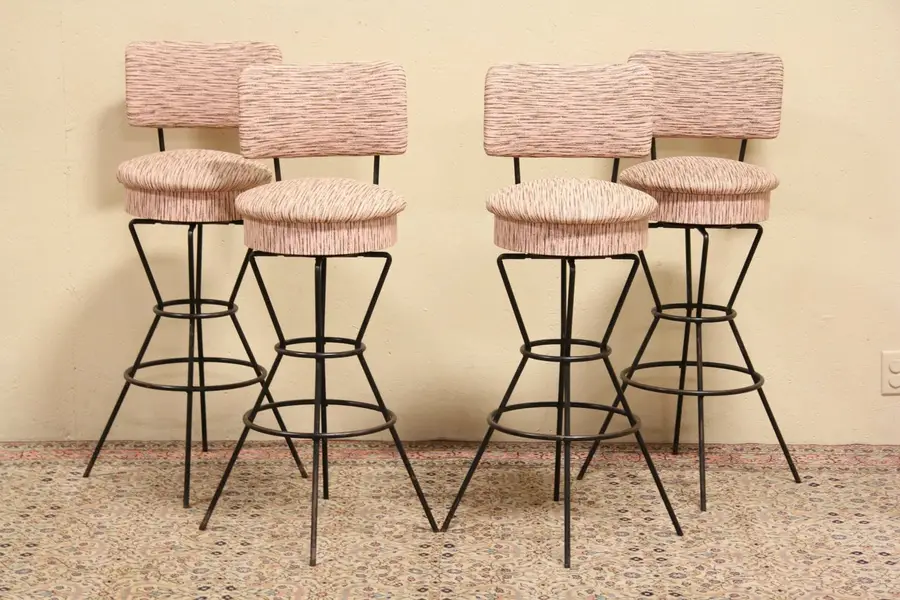 Photo of Set of 4 Midcentury Modern 1950's Vintage Bar Stools