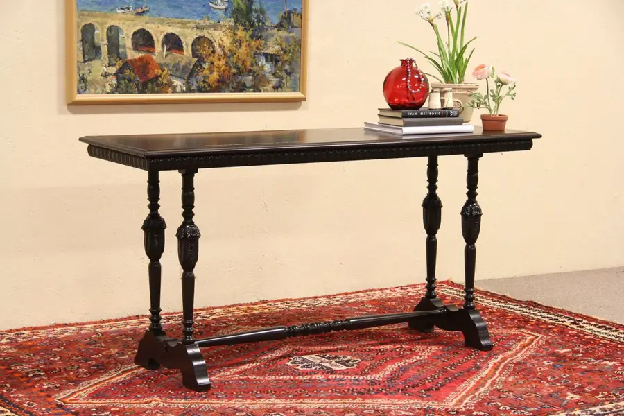 Photo of Carved 1920 Antique Foyer, Sofa or Hall Table