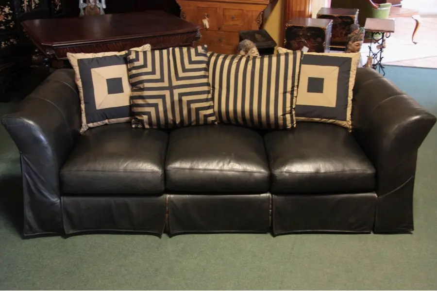 Photo of Leather Three Cushion Sofa