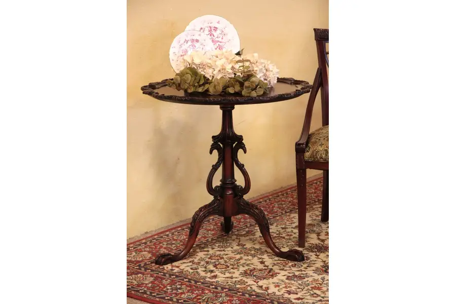 Photo of Chippendale Carved Tea, Lamp or Foyer Table