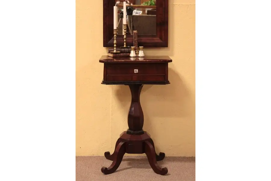 Photo of Empire Antique Sewing Stand with Pearl Inlay