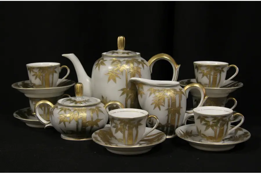 Photo of Occupied Japan Tea Set for 6, Hand Painted 1940's Vintage