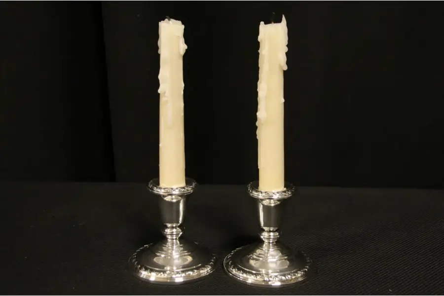 Photo of Pair of Vintage Weighted Sterling Silver Candlesticks