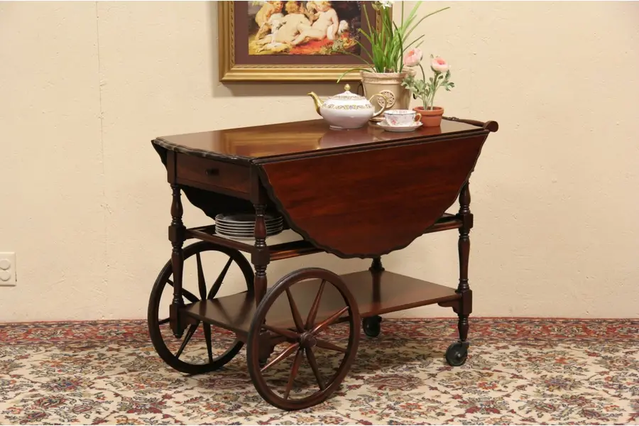 Photo of Imperial Mahogany 1940 Vintage Tea Cart, Beverage or Dessert Trolley