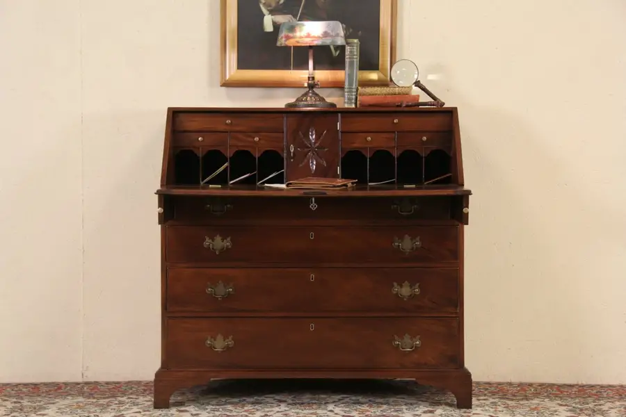 Photo of Federal Secretary Desk, 1800 Hand Carved Mahogany Antique