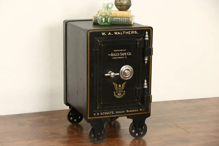 Photo of Iron Signed Combination Safe, 1900 Antique Signed Hall of Ohio