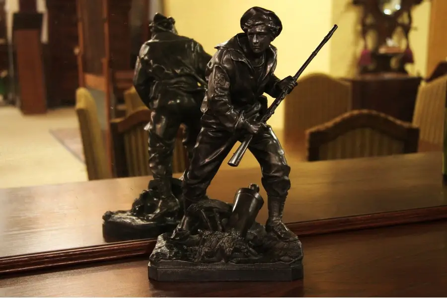 Photo of Sailor, Antique 1900 Sculpture in Pewter