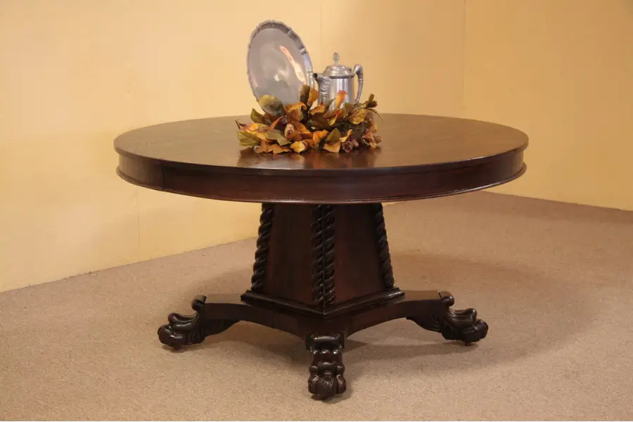 Photo of Renaissance 54" Round Oak Dining Table, Extends 10'