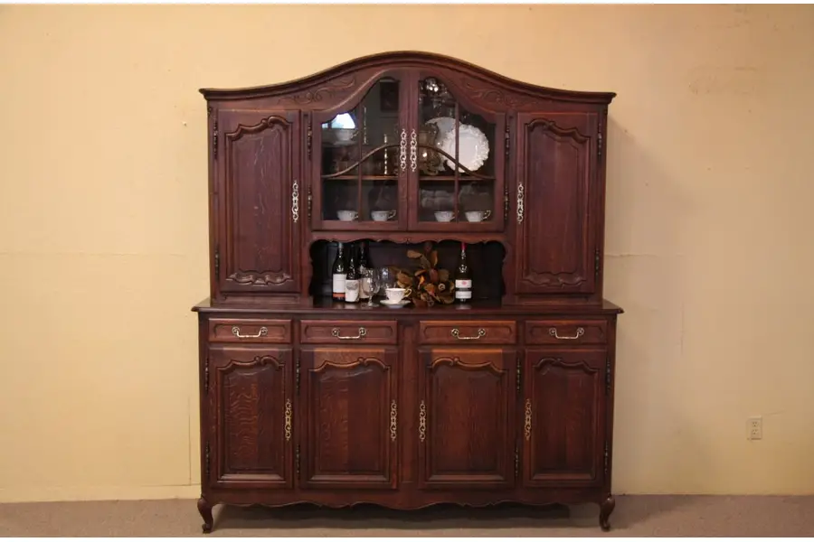 Photo of Country French Oak Sideboard Server & China Cabinet