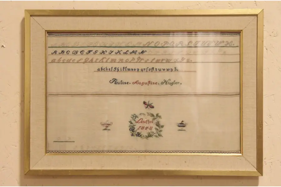 Photo of Signed 1848 Antique Folk Art Needlework Sampler