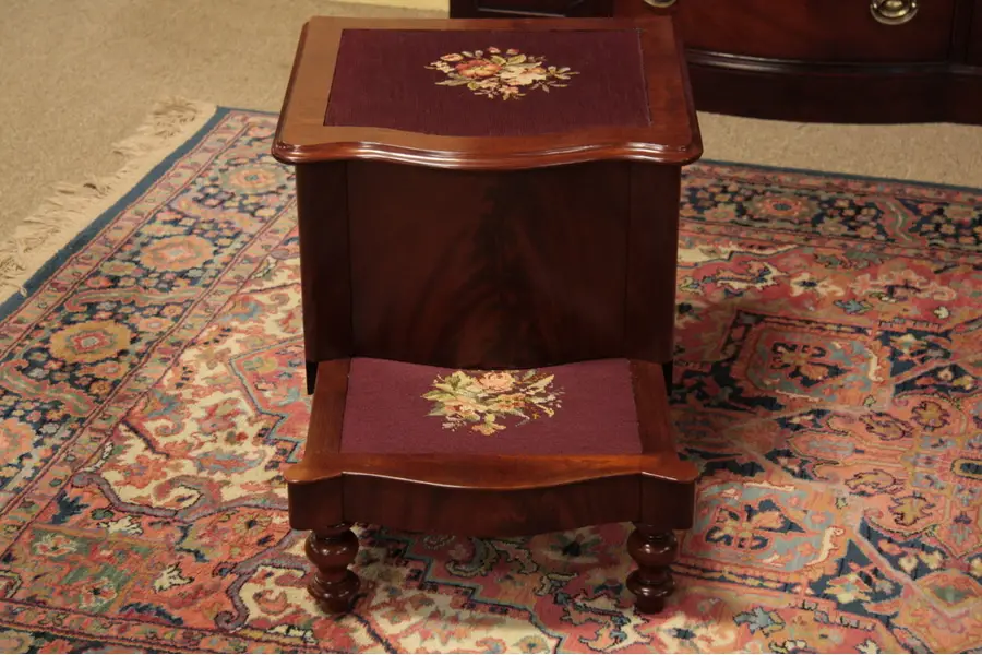 Photo of Empire Antique Bed Steps, 1840's Flame Mahogany