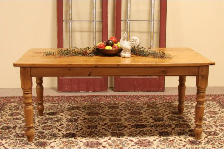 Photo of Country Pine Farmhouse Harvest Dining Table