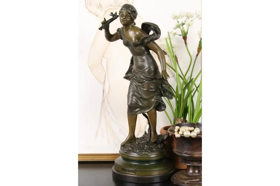 Photo of The Echo, French Antique 1900 Art Nouveau Period Sculpture