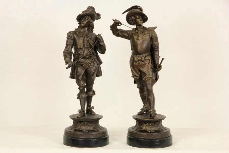 Photo of Pair of Antique 1890's Statues, Don Juan & Don Cesar
