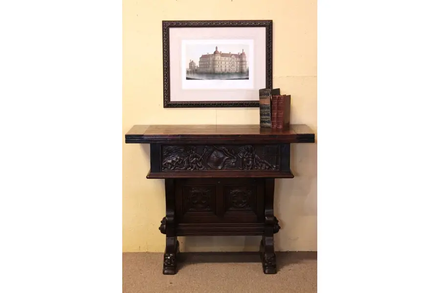 Photo of Renaissance Oak Desk & Map Table, Secret Drawer