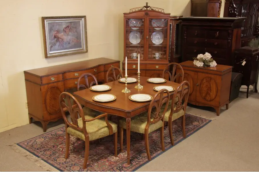 Photo of Satinwood Burl Traditional 10 Pc. Dining Set