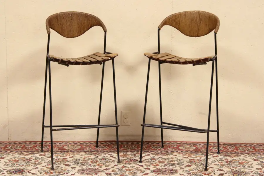 Photo of Pair Arthur Umanoff Midcentury Modern Vintage 1957 Stools