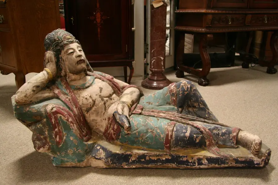 Photo of Thai Temple Wood Sculpture of Buddha Reclining