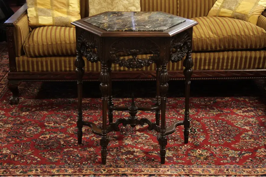 Photo of Marble Top Antique Lamp Table