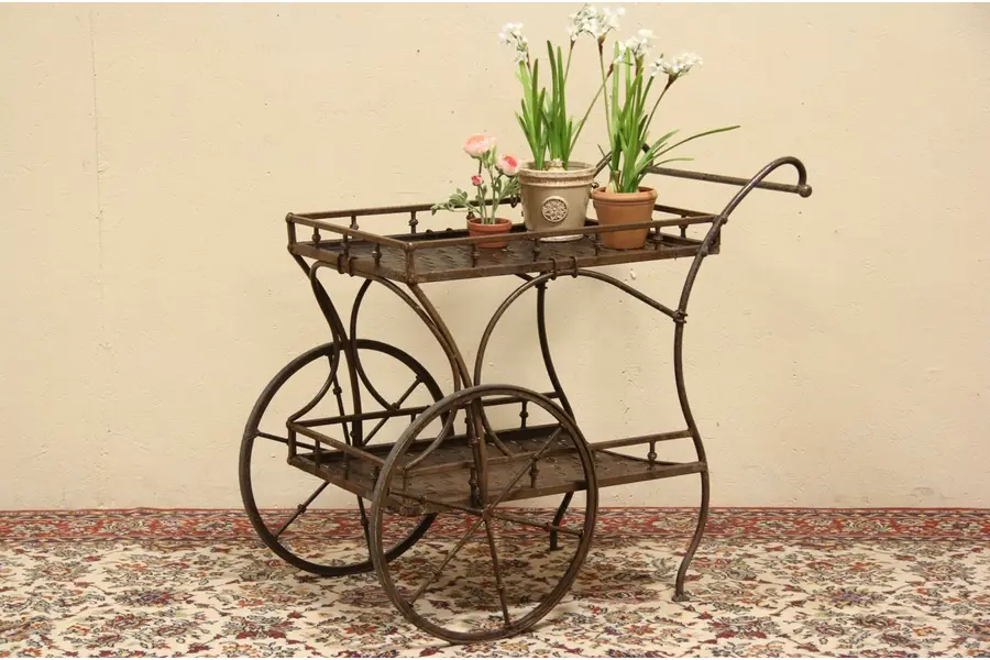 Photo of Iron Beverage, Tea Trolley or Vintage Garden Cart