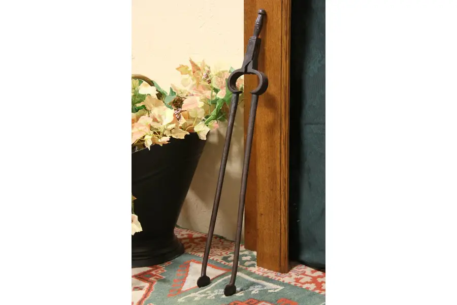 Photo of Wrought Iron Antique 1800's Fireplace Tongs With Finial
